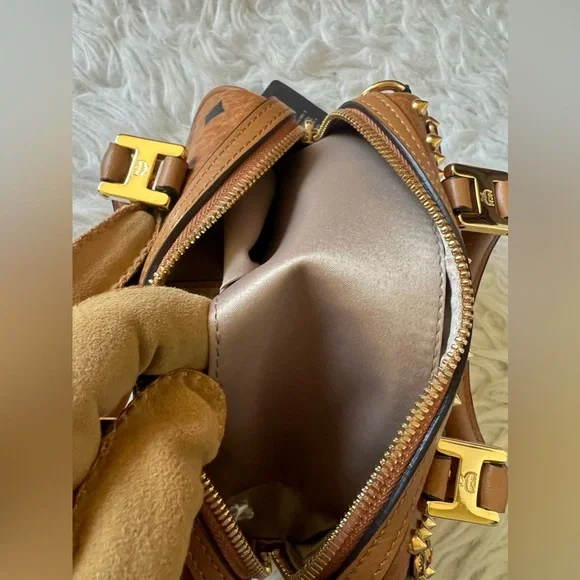 MCM Cognac Visetos Swarovzki mini boston 2 way - Picture 5 of 14